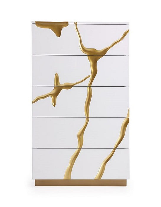 Aspen Modern White & Gold Chest