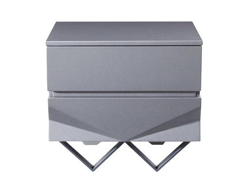 Duke Modern Grey & Black Gun Chrome Nightstand