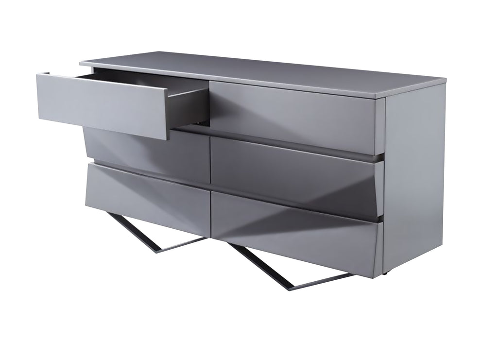 Duke Modern Grey & Black Gun Chrome Dresser