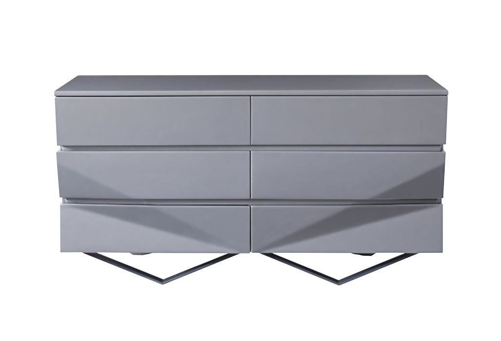 Duke Modern Grey Velvet & Black Gun Chrome 4-Piece Bedroom Set