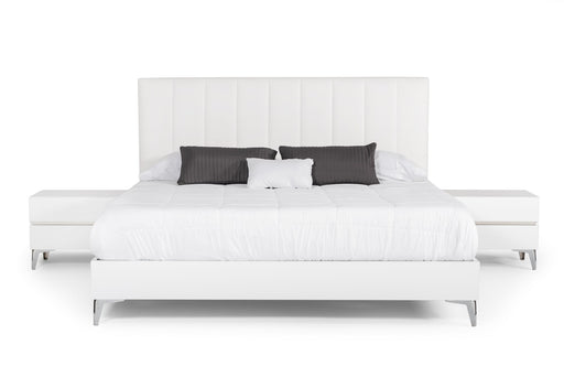 Angela Eastern King - Italian White Eco Leather Bed