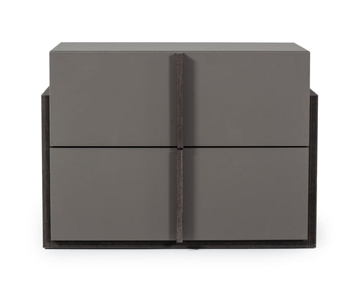 Lucia - Italian Modern Elm and Matte Grey Nightstand