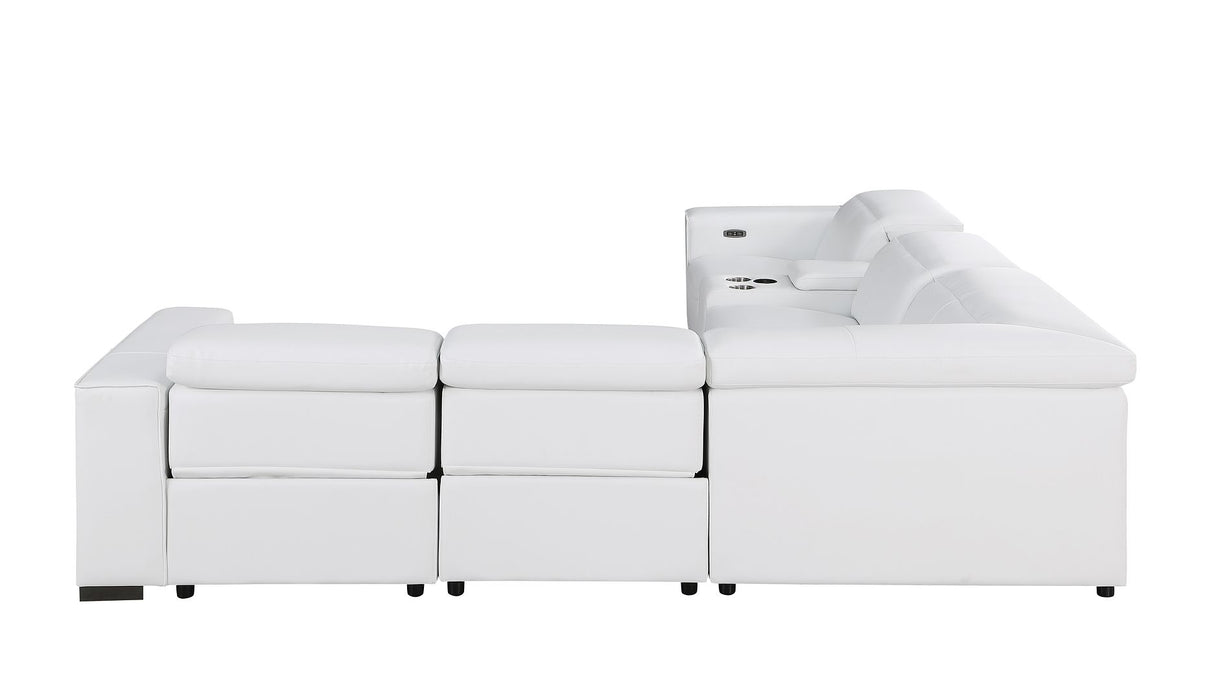 Global United 1208 White 6PC Sectional