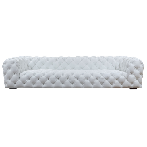 Dexter Transitional White Full Italian Leather Sofa