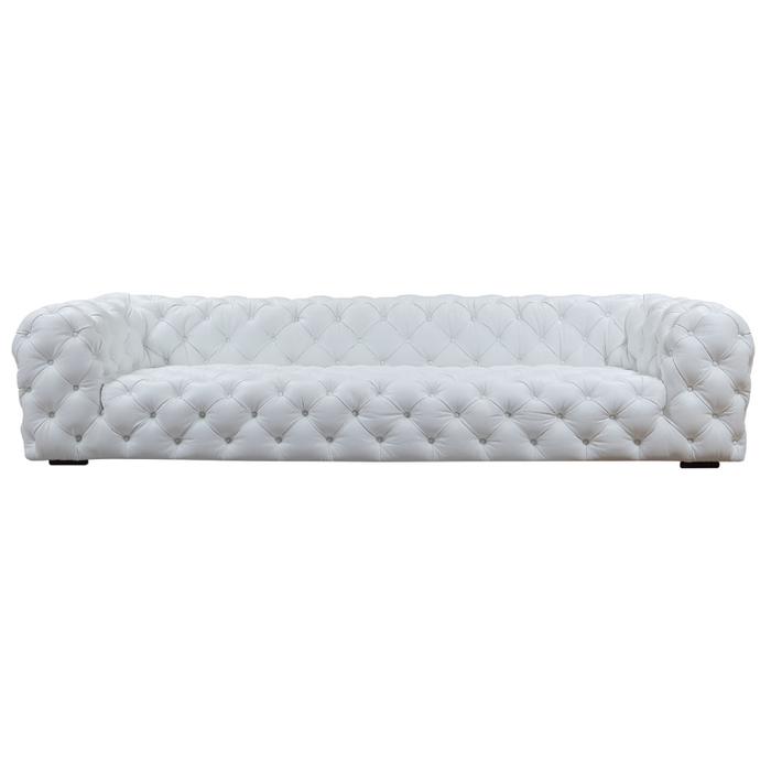 Dexter Transitional White Full Italian Leather Sofa