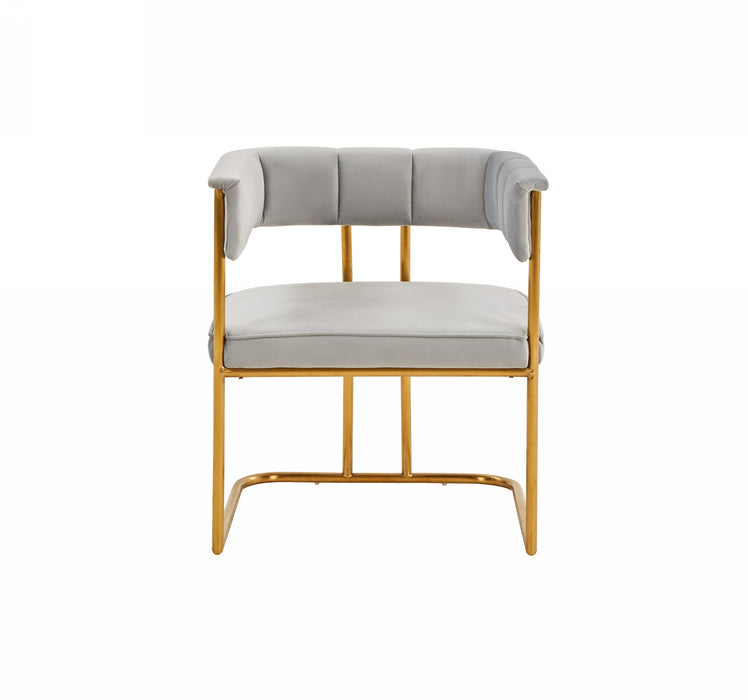 Bavaria - Modern Light Grey Fabric + Gold Accent Chair