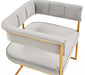 Bavaria - Modern Light Grey Fabric + Gold Accent Chair