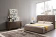 Moontide - Glam Beige Velvet and Brushed Brass 4-Piece Bedroom Set
