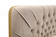 Moontide - Glam Beige Velvet and Brushed Brass Bed