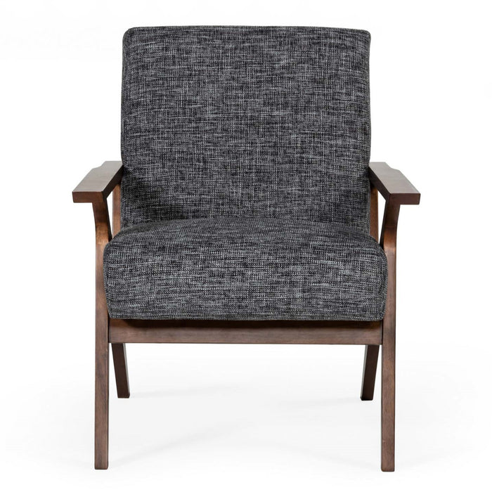 Candea - Mid-Century Walnut and Grey Accent Chair