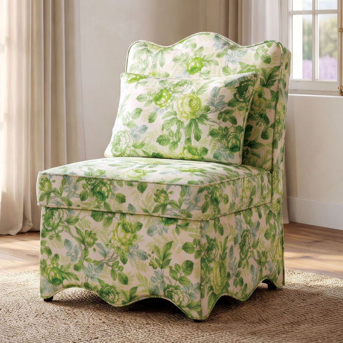 Hemsworth Accent Chair - Seaside Cabbage Rose Green/White