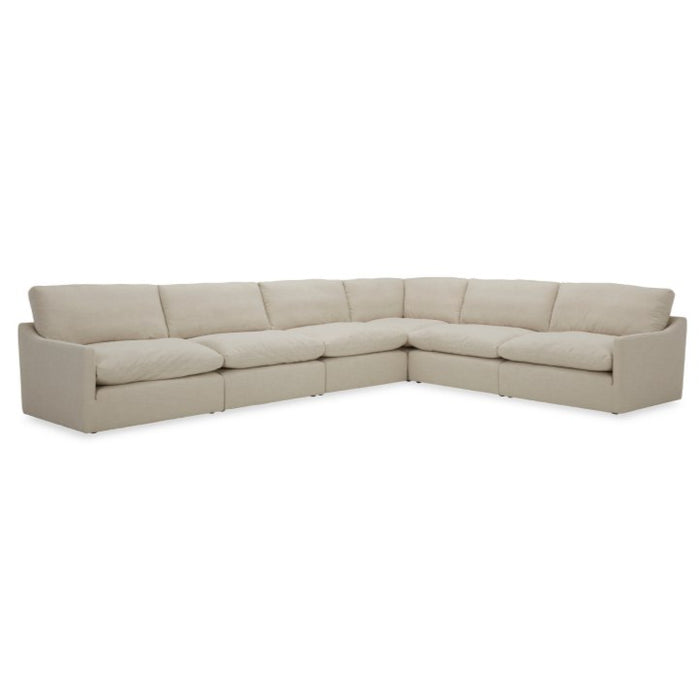 Fedora - Modern White Fabric Sectional Sofa + Ottoman
