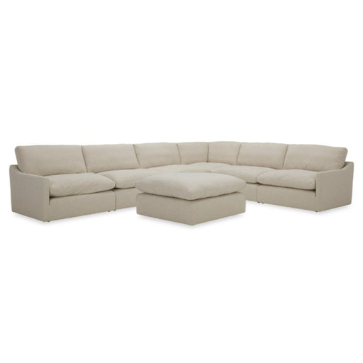 Fedora - Modern White Fabric Sectional Sofa + Ottoman