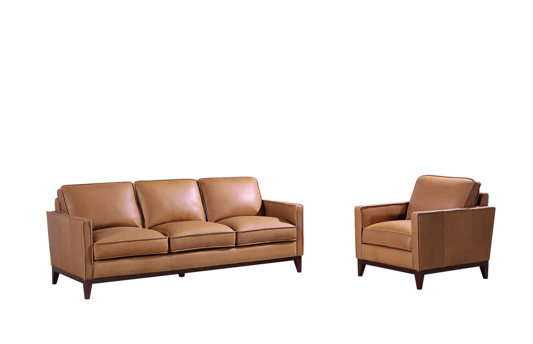 Naylor - Modern Brown Italian Leather Split Sofa
