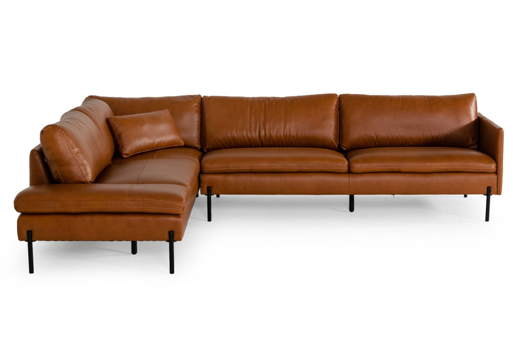 Sherry - Modern Cognac Leather Left Facing Sectional Sofa