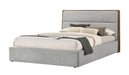 Dustin - Modern Grey Fabric & Walnut Trimmed Bed