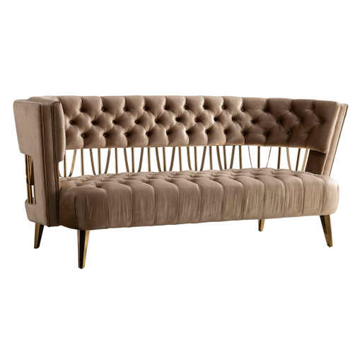 Courtney - Beige & Gold Fabric Loveseat