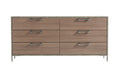 Boston - Modern Brown Oak & Brushed Stainless Steel Dresser