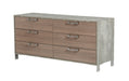Boston - Modern Brown Oak & Brushed Stainless Steel Dresser