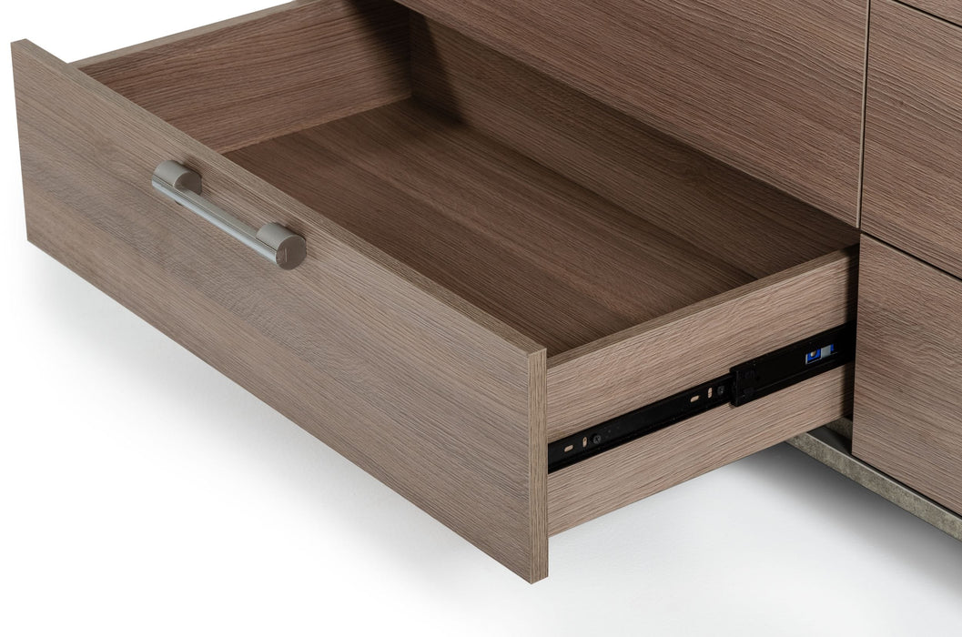 Boston - Modern Brown Oak & Brushed Stainless Steel Dresser