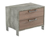 Boston - Modern Brown Oak & Brushed Stainless Steel Nightstand