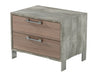 Boston - Modern Brown Oak & Brushed Stainless Steel Nightstand