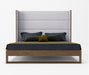 Queen Helenora - Contemporary Grey Fabric & Walnut Trim Bed