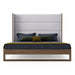 Helenora - Contemporary Grey Fabric & Walnut Trim Bed