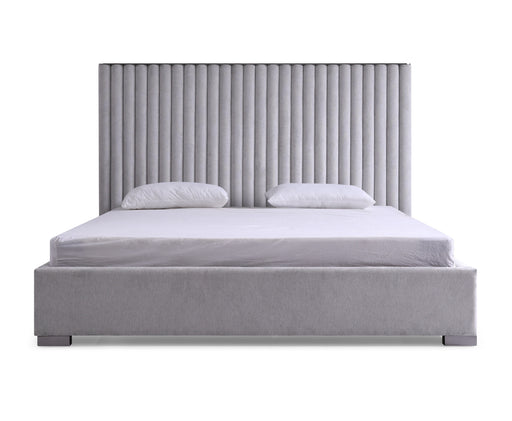 Splendor - Silver + Grey Velvet Upholstered King Platform Bed