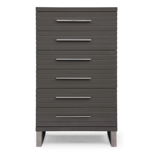 Splendor - Grey High Gloss Slatted Chest