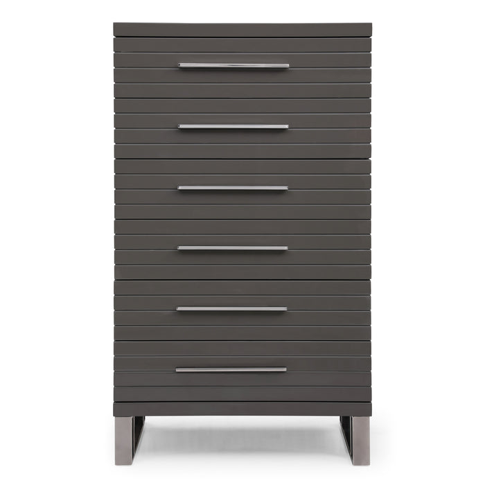 Splendor - Grey High Gloss Slatted Chest