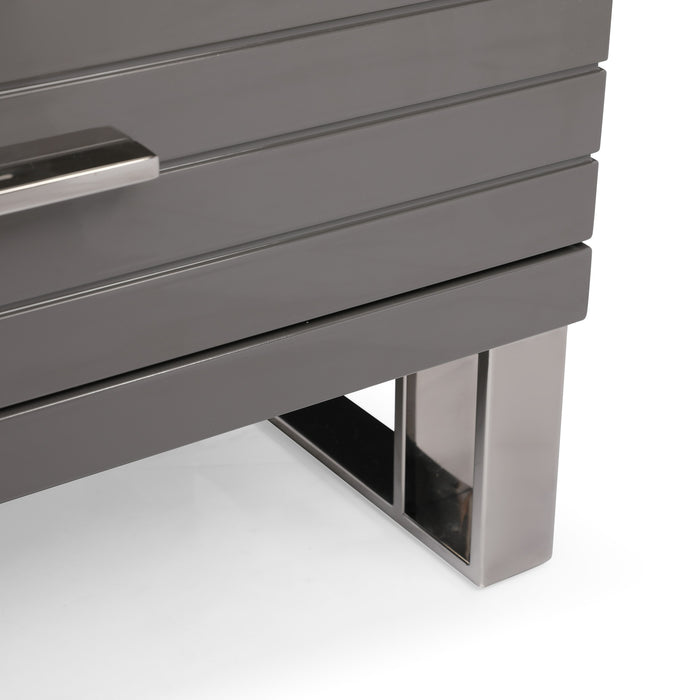 Splendor - Grey High Gloss Slatted Chest