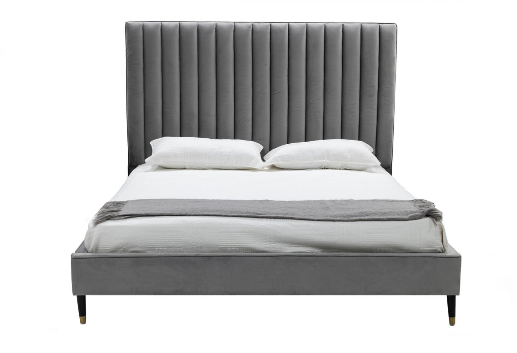 Hemlock - Modern Grey Velvet Bed