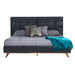 Addison Mid-Century Modern Grey Fabric & Walnut Bed