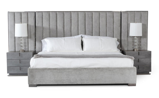 Queen Buckley - Modern Grey & Black Stainless Steel Bed