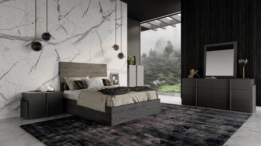Queen Lucia - Italian Modern Matte Grey + Elm Grey 4-Piece Bedroom Set