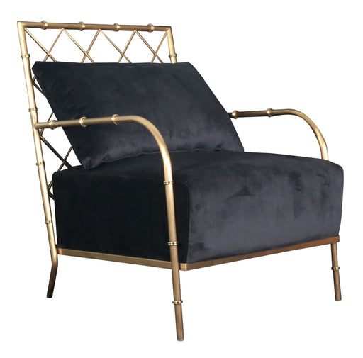 Ignacio - Glam Black Velvet & Gold Accent Chair