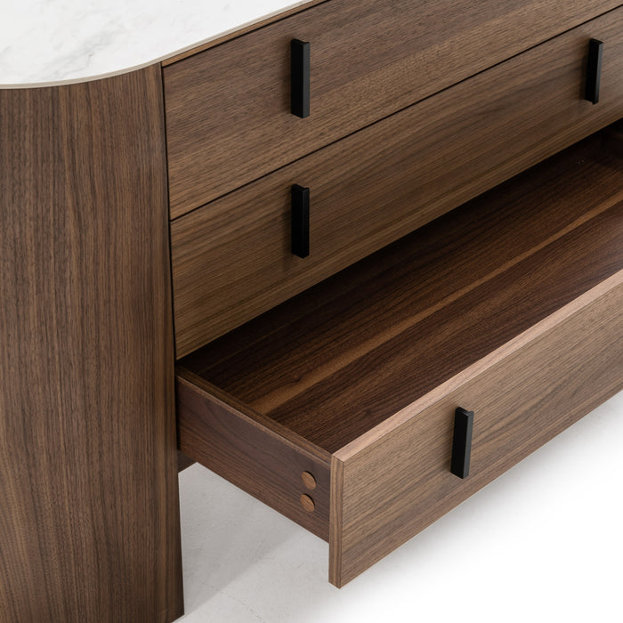 Chelton - Contemporary White Ceramic & Walnut Dresser