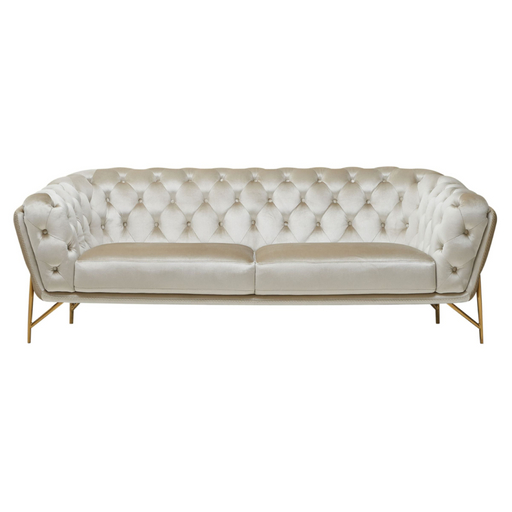 Stella - Transitional Beige Velvet Sofa