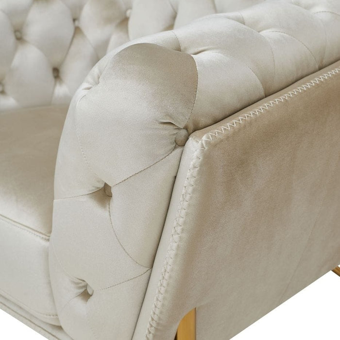 Stella - Transitional Beige Velvet Sofa