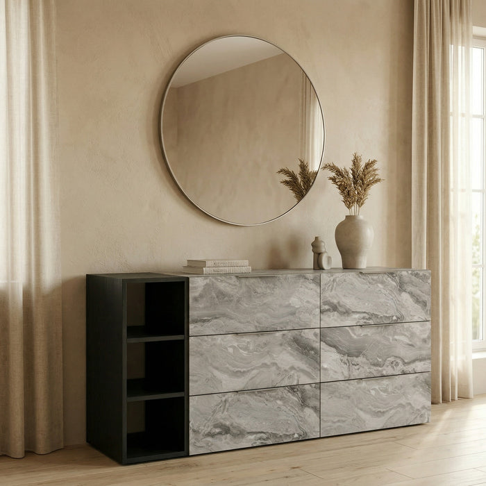 Maranello - Modern Grey Wash & Faux Marble Dresser