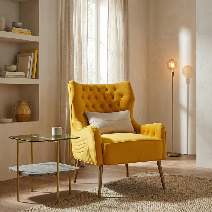 Everly - Contemporary Velvet Yellow Accent Chair