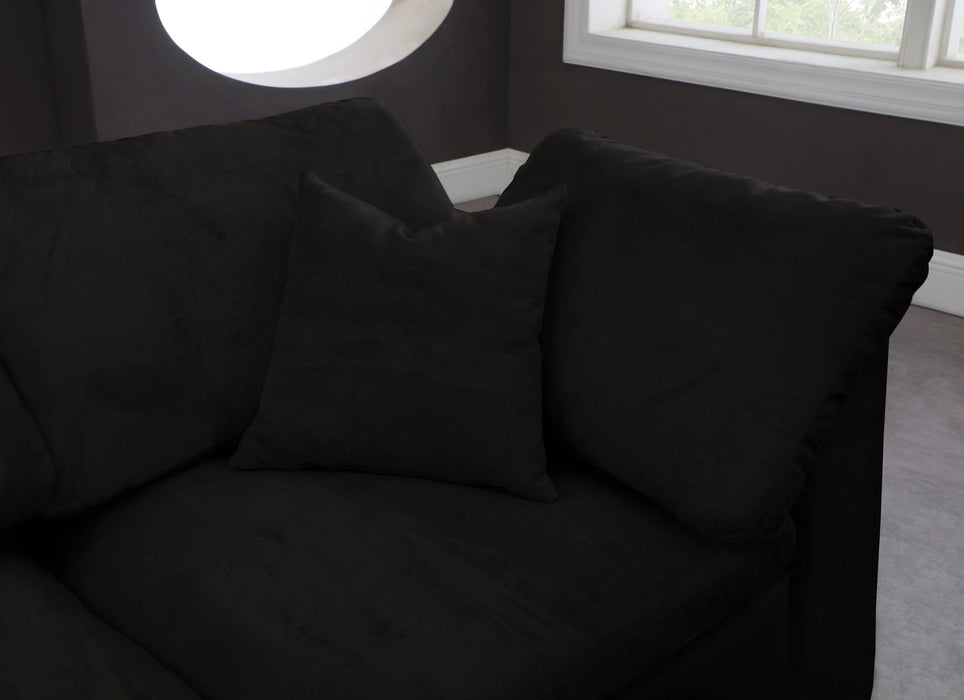 Cozy Black Velvet Cloud Modular Sofa