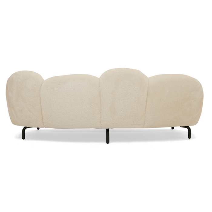 Glaster - Contemporary White Sherpa 88" Bubble Sofa