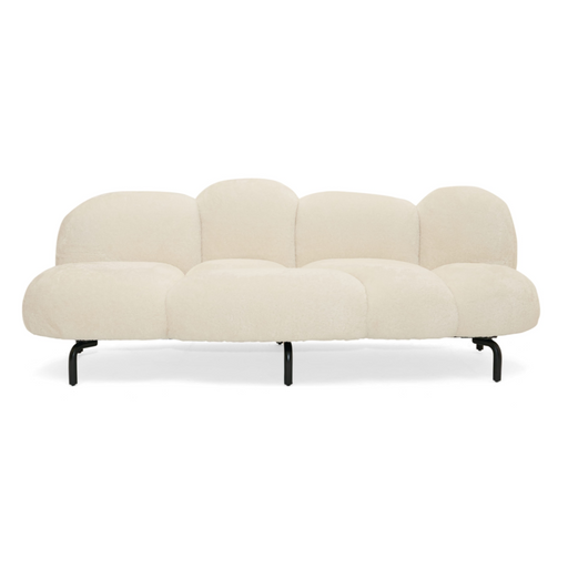 Glaster - Contemporary White Sherpa 88" Bubble Sofa