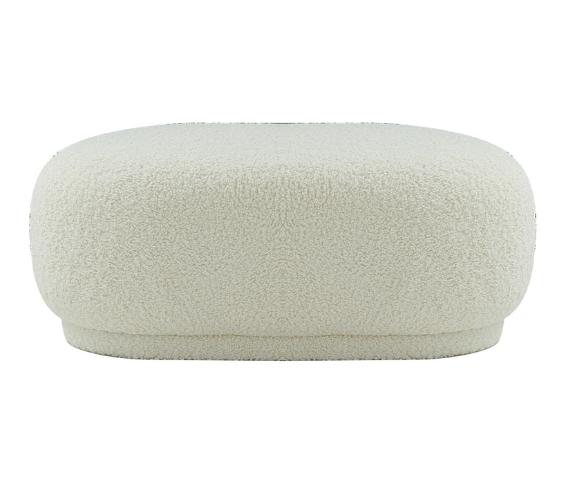 Kael - Contemporary White Sherpa Ottoman