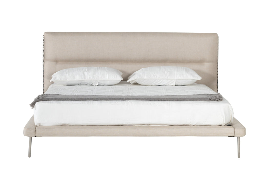 Bergeron - Contemporary Cream Woven Fabric Bed