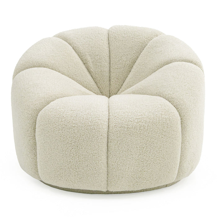 Gadson - Contemporary White Sherpa Swivel Chair Accent Chair