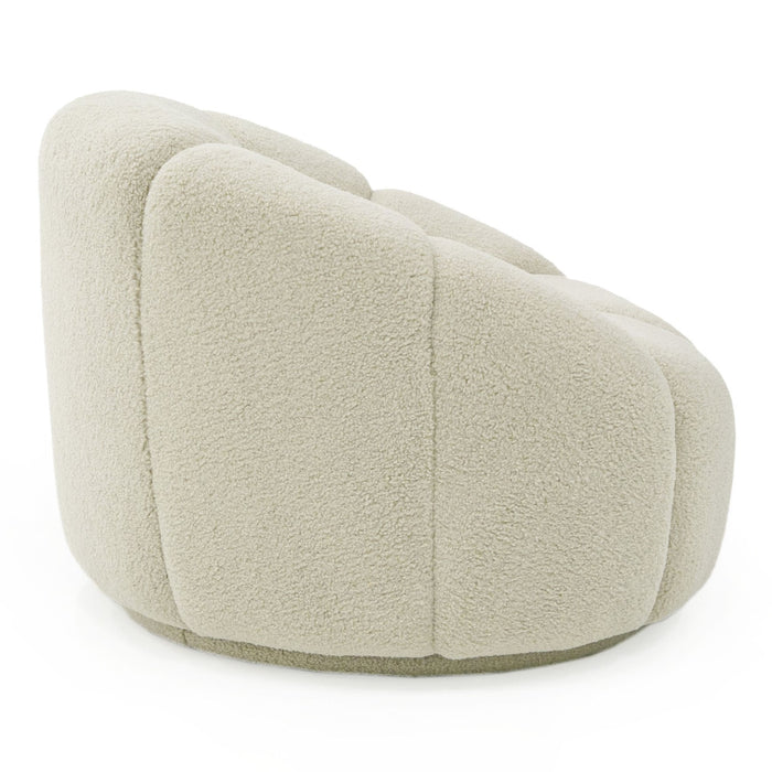 Gadson - Contemporary White Sherpa Swivel Chair Accent Chair