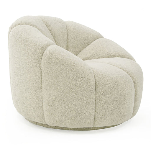 Gadson - Contemporary White Sherpa Swivel Chair Accent Chair